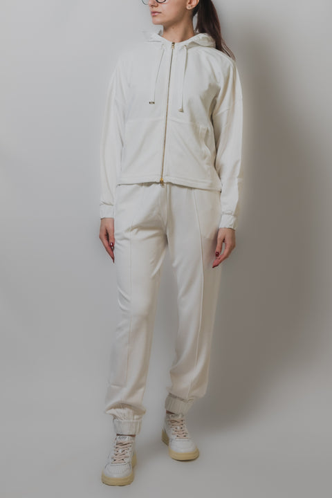 HERNO FELPA CON CAPPUCCIO E CULISSE SUL FONDO LA CHIUSURA CON ZIP REALIZZATA IN COTONE