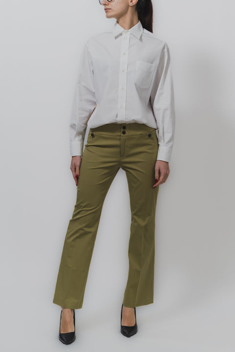 ETRO PANTALONE POPELINE STRETCH BOTTONI METALLO TASCHE