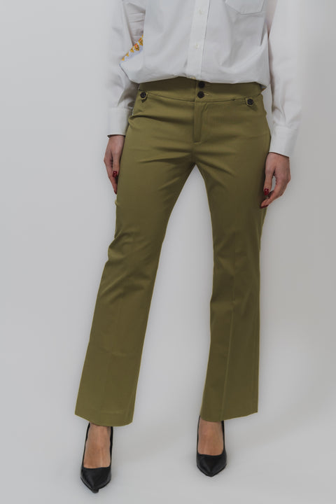 ETRO PANTALONE POPELINE STRETCH BOTTONI METALLO TASCHE