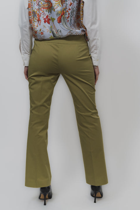 ETRO PANTALONE POPELINE STRETCH BOTTONI METALLO TASCHE