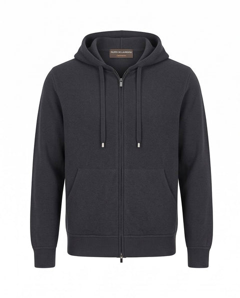 FILIPPO DE LAURENTIIS BOMBER ZIP CAPPUCCIO MISTO CASHMERE