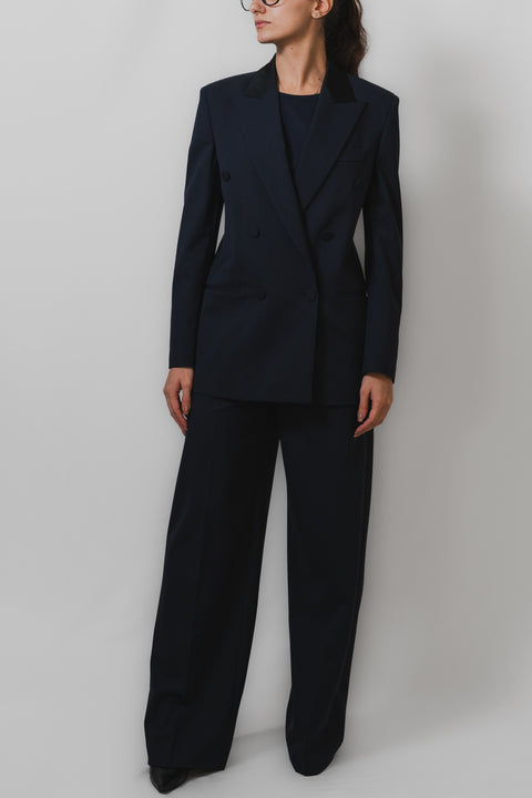 DONDUP TECLA PANTALONE PALAZZO CON BRETELLE LANA