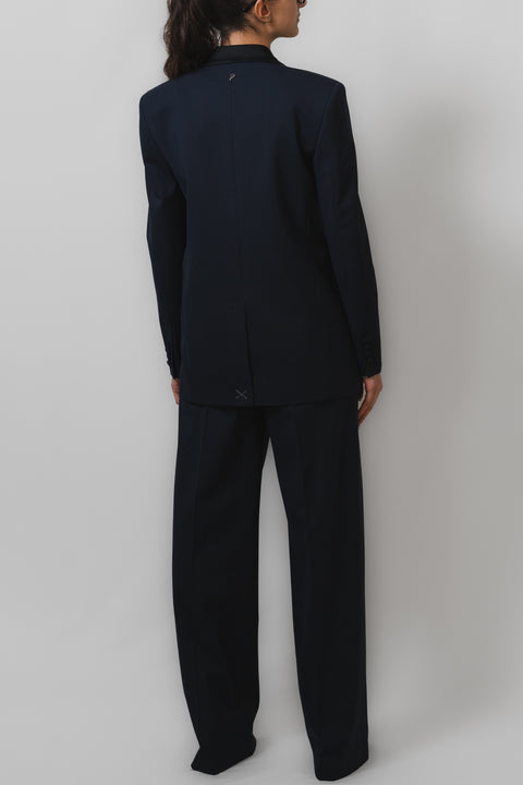 DONDUP TECLA PANTALONE PALAZZO CON BRETELLE LANA