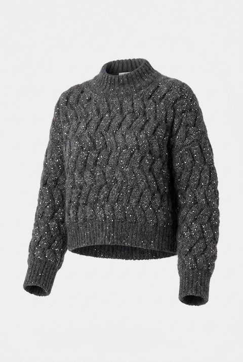 BRUNELLO CUCINELLI MAGLIA CROPPED MOHAIR DIAMANTE