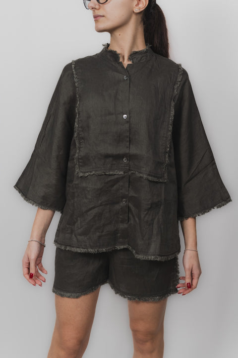 PAROSH CAMICIA LINO SFRANGIATO