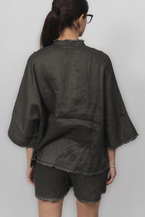 PAROSH CAMICIA LINO SFRANGIATO