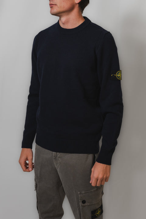 STONE ISLAND MAGLIA GIROCOLLO LAMBSWOOL LOGO SPALLA