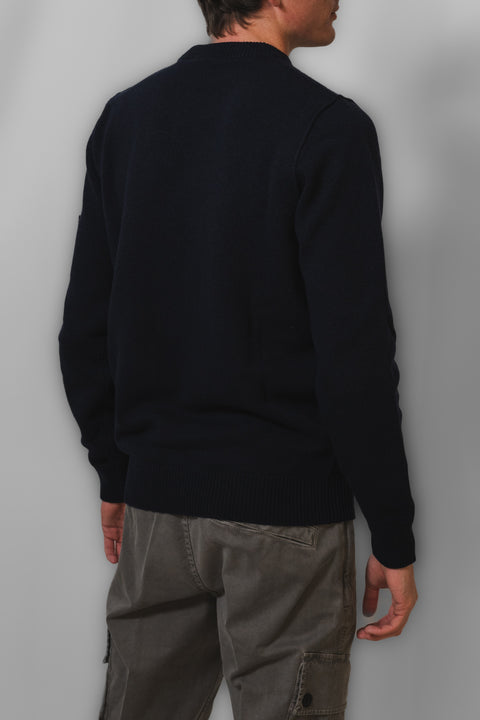 STONE ISLAND MAGLIA GIROCOLLO LAMBSWOOL LOGO SPALLA