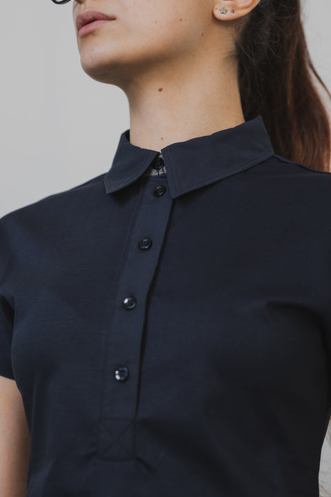 HERNO POLO MEZZA MANICA CON SPCCHI LATI FONDO REALIZZATA IN JERSEY