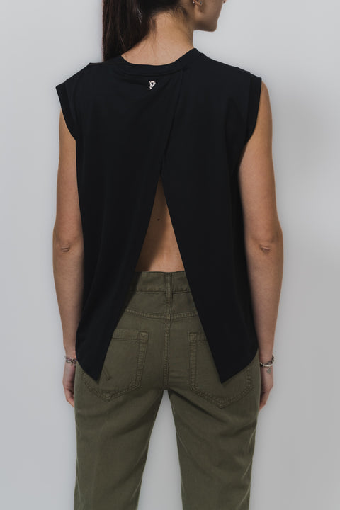 DONDUP T-SHIRT SMANICATA SCHIENA APERTA JERSEY