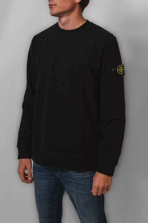 STONE ISLAND FELPA FIAMMATA GIROCOLLO LOGO SPALLA