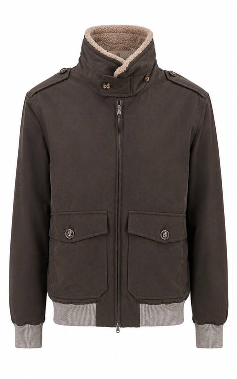 BRUNELLO CUCINELLI BOMBER COLLO MONTONE IMBOTTITO