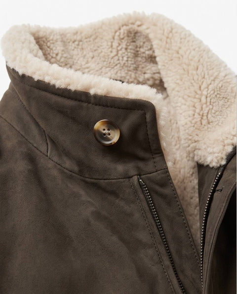 BRUNELLO CUCINELLI BOMBER COLLO MONTONE IMBOTTITO