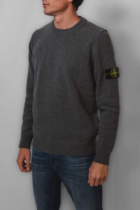 STONE ISLAND MAGLIA GIROCOLLO LAMBSWOOL LOGO SPALLA