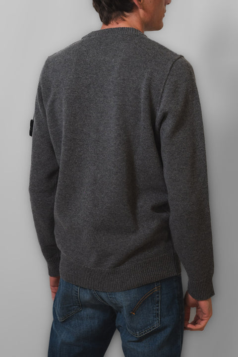 STONE ISLAND MAGLIA GIROCOLLO LAMBSWOOL LOGO SPALLA