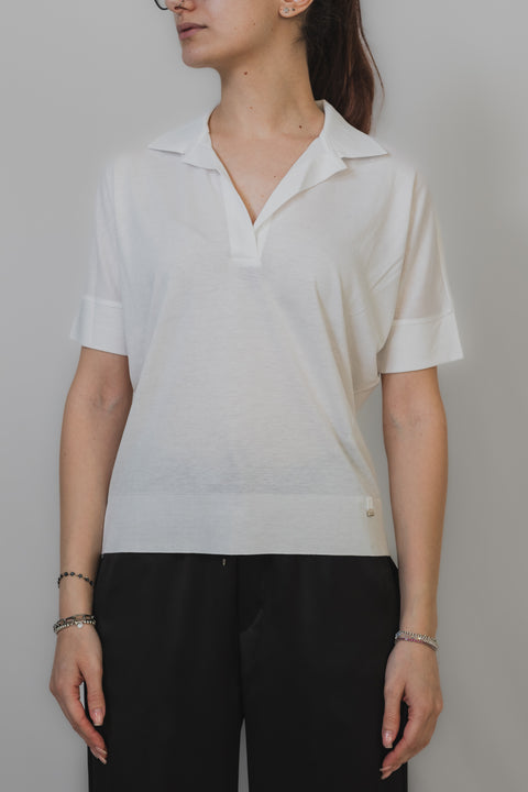 HERNO POLO SPACCHI FONDO REALIZZATA IN COTONE TRICOT