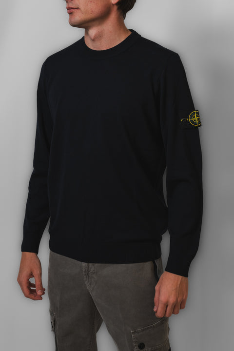 STONE ISLAND MAGLIA GIROCOLLO MERINOS LOGO SPALLA