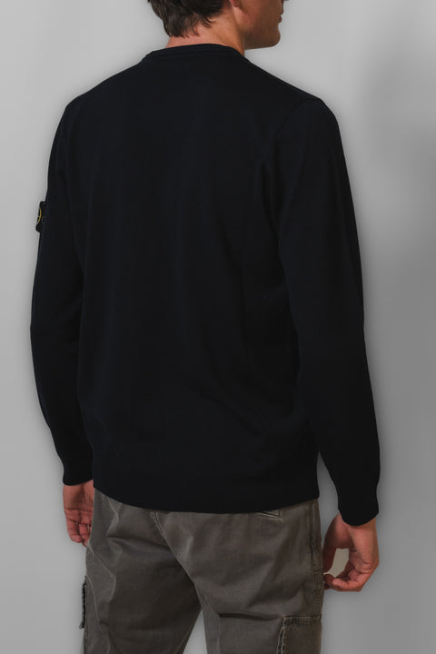 STONE ISLAND MAGLIA GIROCOLLO MERINOS LOGO SPALLA