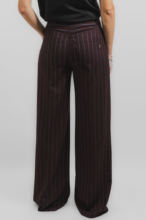 DONDUP BEATRIX PANTALONE PALAZZO FLANELLA GESSATA