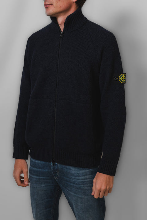 STONE ISLAND CARDIGAN ZIP FANCY YARN MOULINE  LOGO SPALLA