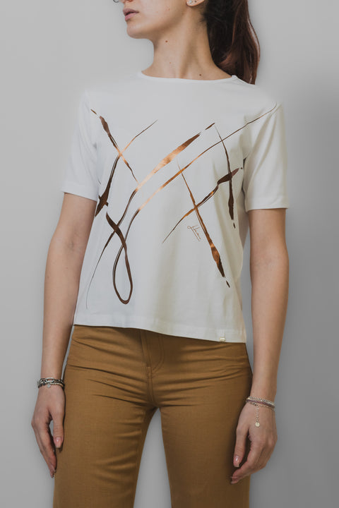 HERNO T-SHIRT MANICA CORTA STAMPA GEOMATRICA REALIZZATA IN JERSEY