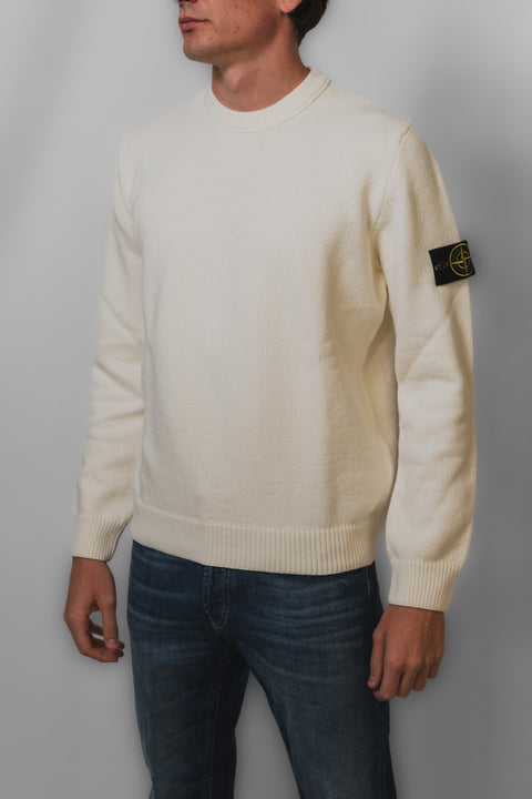 STONE ISLAND MAGLIA GIROCOLLO CALDO COTONE LOGO SPALLA