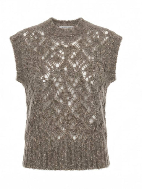 MAX MARA STUDIO ALBERO GILET RETE ALPACA