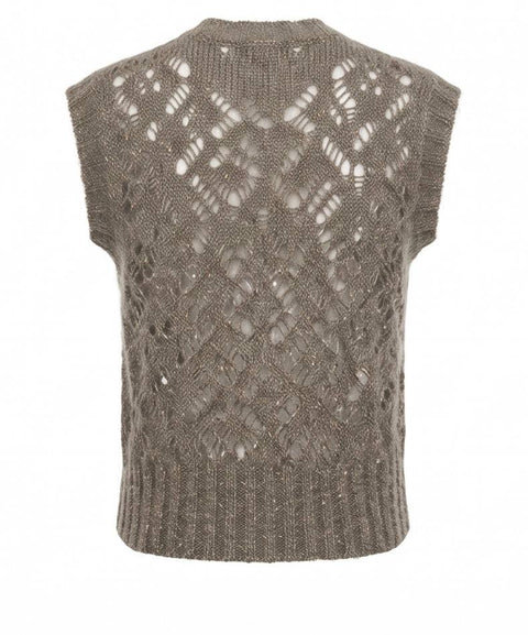 MAX MARA STUDIO ALBERO GILET RETE ALPACA