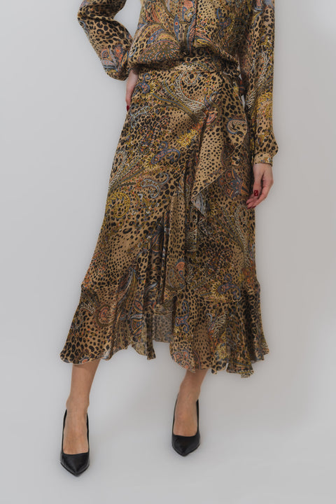 ETRO GONNA PORTAFOGLIO SETA STAMPA ANIMALIER