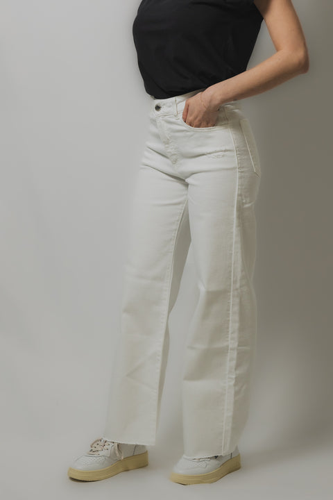 ICON DENIM JEANS PALAZZO CROPPED REALIZZATO NEL TESSUTO DENIM STRETCH