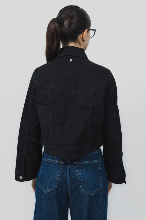 DONDUP GIUBBINO CROPPED ASIMMETRICO DENIM