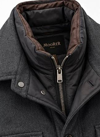 MOORER OVERSHIRT PETTORINA E CAPPUCCIO LANA LAMINATA