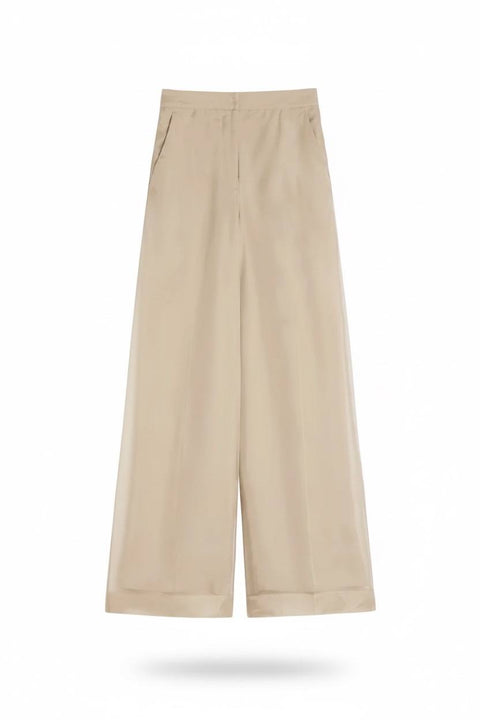 MAX MARA OLIVI PANTALONE PALAZZO ORGANZA