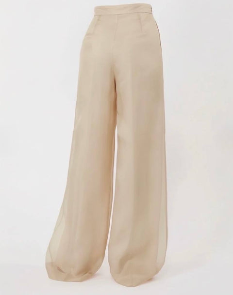 MAX MARA OLIVI PANTALONE PALAZZO ORGANZA