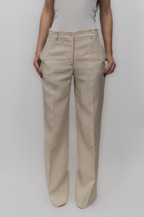 PAROSH PANTALONE MISTO LINO VITA MEDIA GAMBA PALAZZO