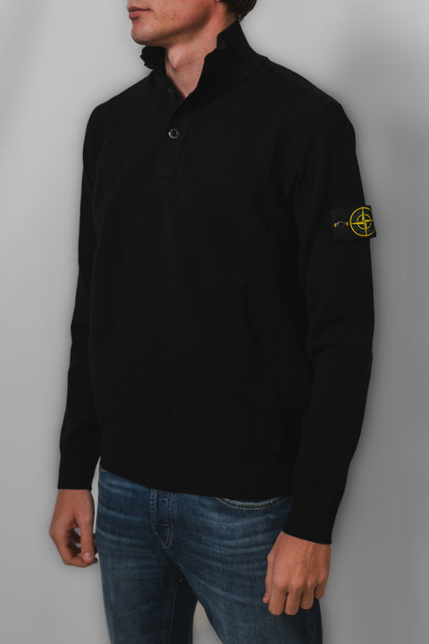 STONE ISLAND MAGLIA COLLO 4 BOTTONI LANA STETCH LOGO SPALLA