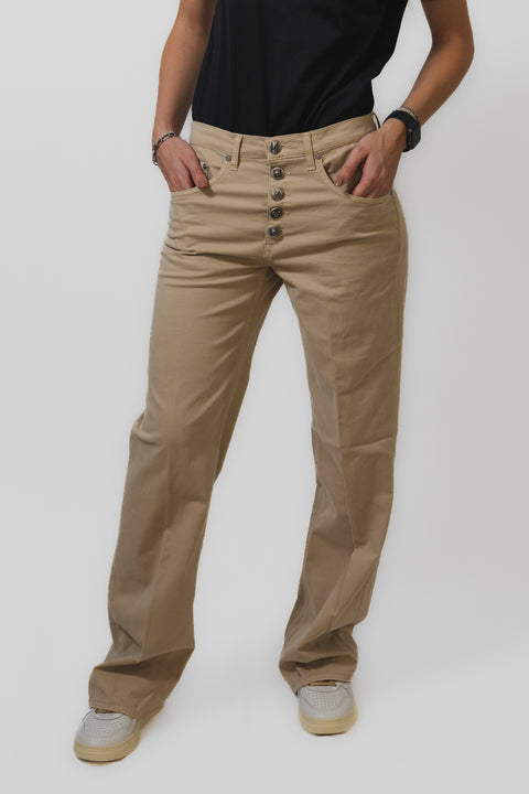 DONDUP JACKLYN PANTALONE PALAZZO VELLUTO BOTTONI METALLO