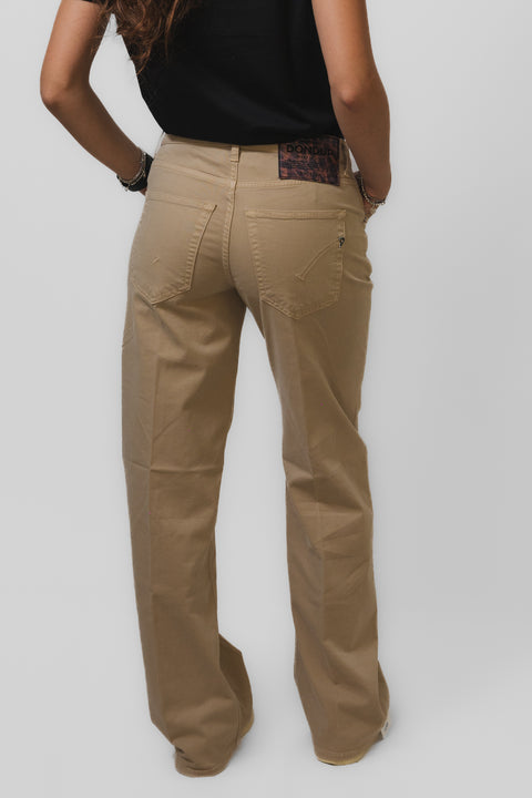 DONDUP JACKLYN PANTALONE PALAZZO VELLUTO BOTTONI METALLO