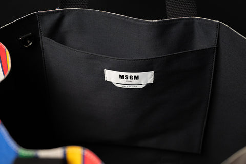 MSGM BORSA SHOPPING REALIZZATA NEL TESSUTO CANVAS A RIGHE