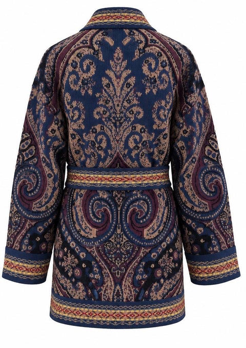 ETRO CARDIGAN CINTURA IN VITA LANA JACQUARD