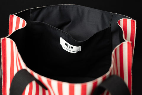 MSGM BORSA SHOPPING REALIZZATA NEL TESSUTO CANVAS A RIGHE