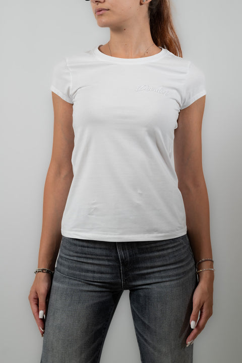 DONDUP T-SHIRT JERSEY STRETCH LOGO RICAMO