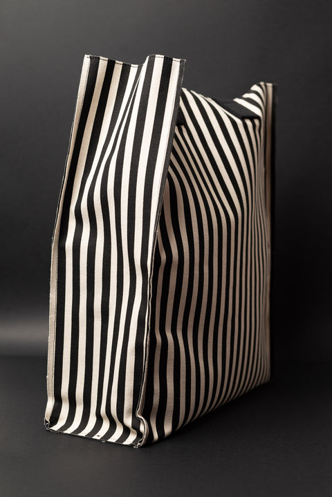 MSGM BORSA SHOPPING REALIZZATA NEL TESSUTO CANVAS A RIGHE