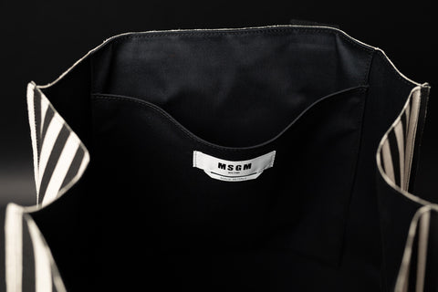 MSGM BORSA SHOPPING REALIZZATA NEL TESSUTO CANVAS A RIGHE
