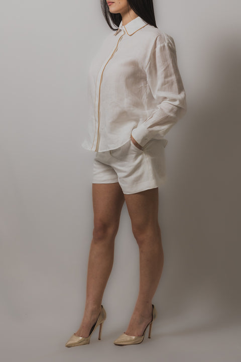 MVP WARDROBE CAMICIA MANICA LUNGA VESTIBILITA  OVER REALIZZATO NEL TESSUTO LINO