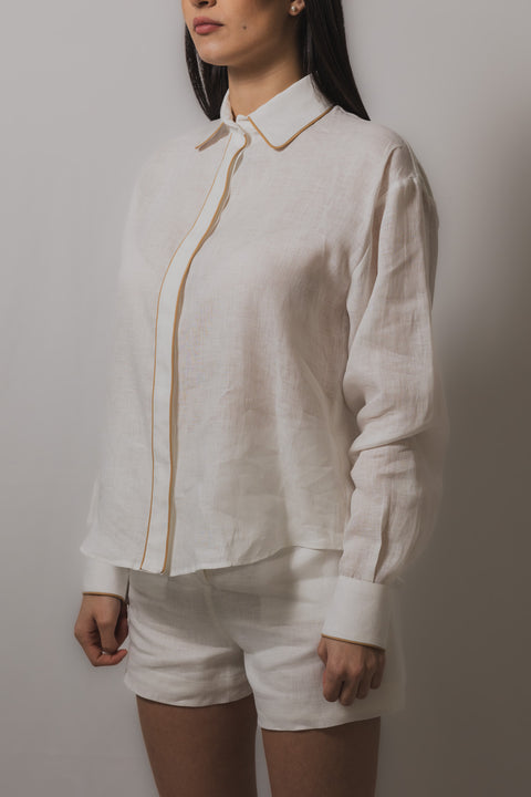 MVP WARDROBE CAMICIA MANICA LUNGA VESTIBILITA  OVER REALIZZATO NEL TESSUTO LINO