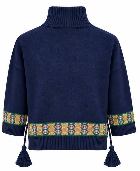 ETRO MAGLIA COLLO ALTO NAPPINE