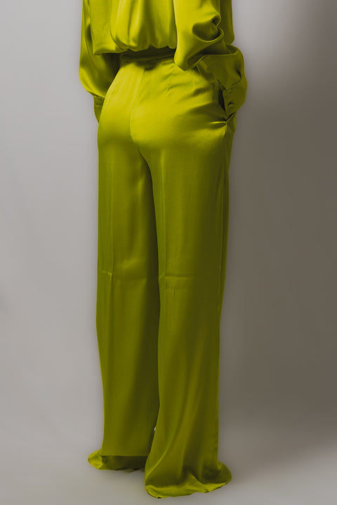 MVP WARDROBE PANTALONE PALAZZO VITA ALTA VESTIBILITA  OVER REALIZZATA IN TESSUTO SETA SATIN