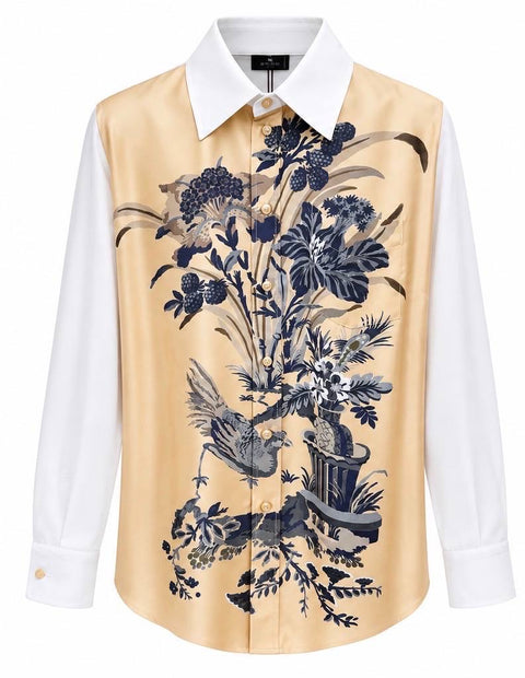 ETRO CAMICIA STAMPA GIRAFFA COTONE E SETA