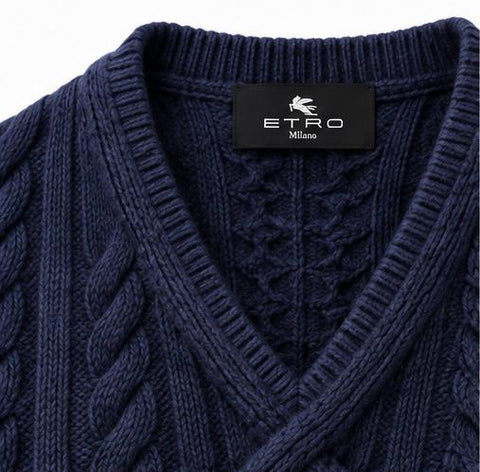 ETRO MAGLIA LANA TRECCE V NEK